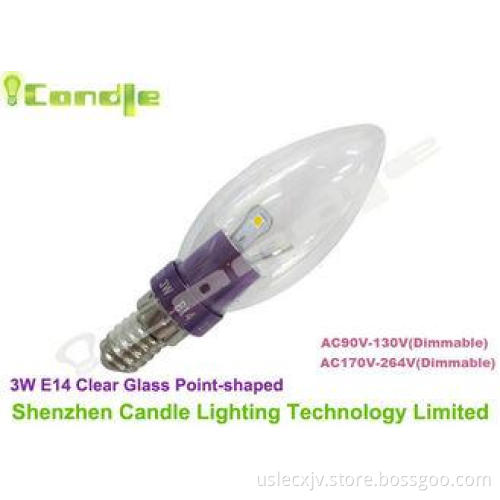 Dim Natural White 3 Watt 110v Led Candle Lamp E14 3000k Vio